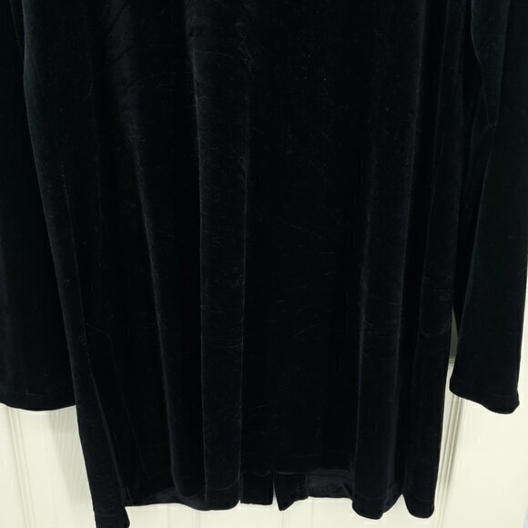 VTG 90s Harve Benard Button Front Velvet Tunic/Mini Dress L Black - Picture 12 of 16